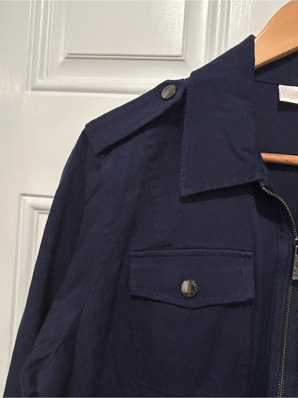 Belle Kim Gravel Women's Military Utility Safari Jacket Navy Blue Zip Size M - Picture 5 of 11
